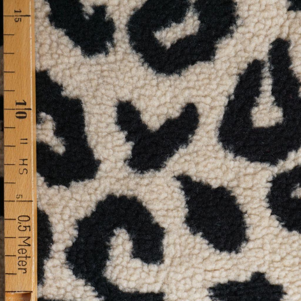 Teddyplüsch Leopardenmuster beige schwarz